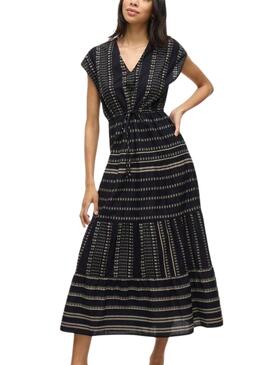 Robe Vila Visavila imprimée noire pour femme