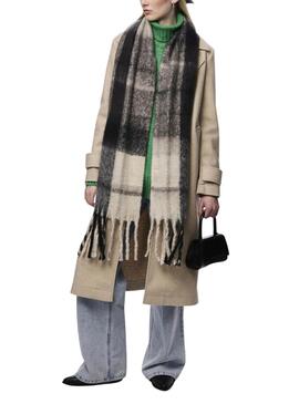 Écharpe Pieces Lysna beige et noir pour femme