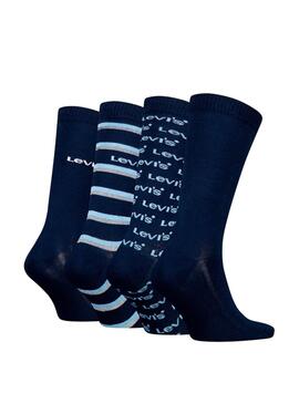 Boîte cadeau 4 chaussettes Levi's combo bleu pour homme