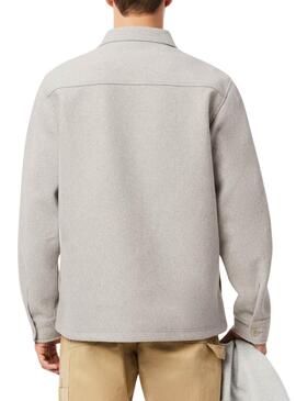 Chemise Lacoste en flanelle grise pour homme.