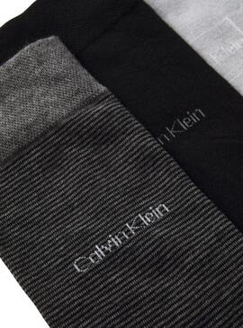Boîte cadeau 4 paires de chaussettes Calvin Klein noires et grises pour homme