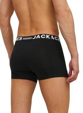 Pack 3 Boxers Jack and Jones Sense noir, gris et blanc pour homme