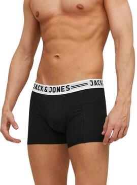 Pack 3 Boxers Jack and Jones Sense noir, gris et blanc pour homme