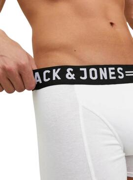 Pack 3 Boxers Jack and Jones Sense noir, gris et blanc pour homme