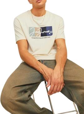 T-shirt Jack and Jones Portland beige pour homme