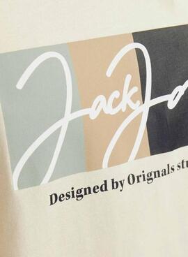 T-shirt Jack and Jones Portland beige pour homme