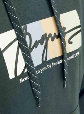 Sweatshirt Jack and Jones Portland verte à capuche pour homme