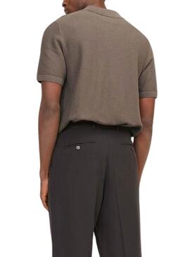 Chemise à manches longues en tricot marron pour homme de la marque Jack and Jones.