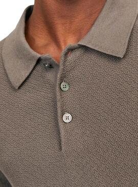 Chemise à manches longues en tricot marron pour homme de la marque Jack and Jones.