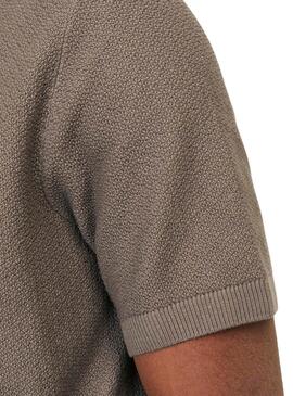 Chemise à manches longues en tricot marron pour homme de la marque Jack and Jones.