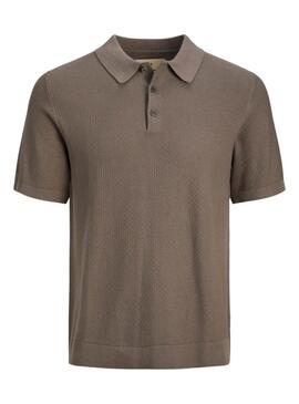 Chemise à manches longues en tricot marron pour homme de la marque Jack and Jones.