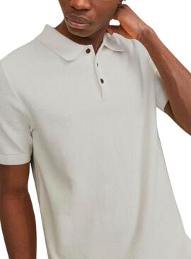Polo Jack and Jones en punto beige para hombre