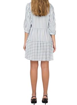 Robe Only Kaya 3/4 Puff à rayures blanches imprimées pour femme