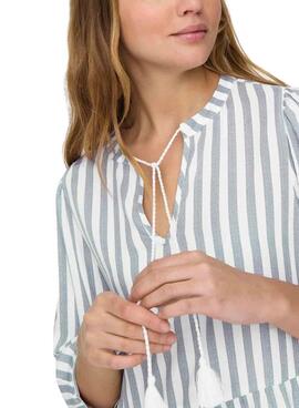 Robe Only Kaya 3/4 Puff à rayures blanches imprimées pour femme