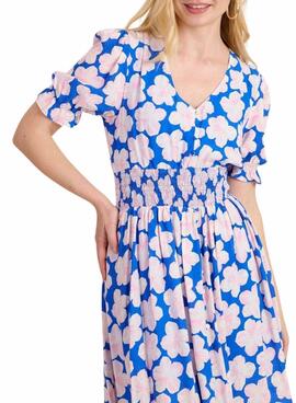 Robe Naf Naf Montse imprimée de fleurs bleues pour femme