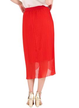 Jupe plissée Naf Naf Nora rouge pour femme