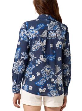 Chemise Naf Naf à imprimé floral bleu marine pour femme