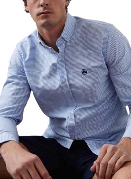 Chemise Altonadock à carreaux vichy bleus et blancs pour homme