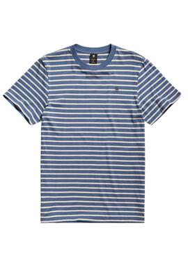 T-shirt G-Star rayée bleue Slim pour homme.