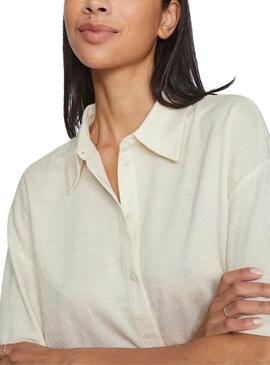 Chemise Vila Vicarmena beige pour femme