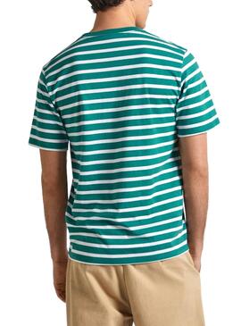T-shirt Pepe Jeans Striped Eggo Vert Pour Homme