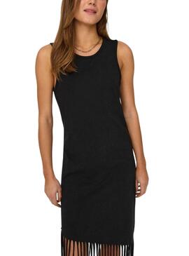 Robe Only Zinna à franges noire pour femme