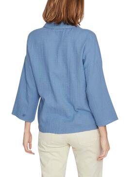 Chemise Vila Vilania à boutons 3/4 bleue pour femme