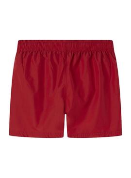 Maillot de bain Pepe Jeans logo swimshort rouge pour garçon.