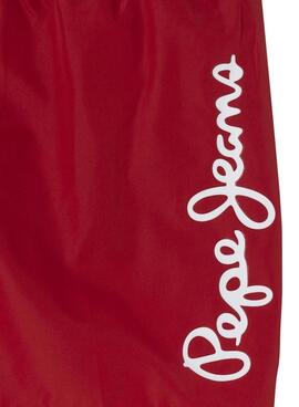 Maillot de bain Pepe Jeans logo swimshort rouge pour garçon.