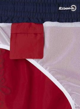 Maillot de bain Pepe Jeans logo swimshort rouge pour garçon.