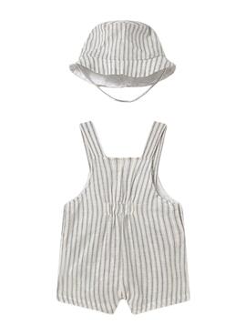 Combinaison de maire, bonnet naturel à rayures beige pour bébé