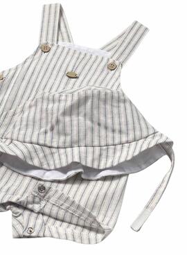 Combinaison de maire, bonnet naturel à rayures beige pour bébé