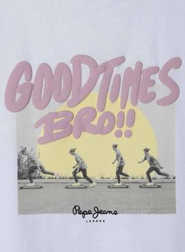 T-shirt Pepe Jeans Frankie blanc pour enfant