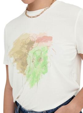 T-shirt Only Free Leaf blanc pour femme.