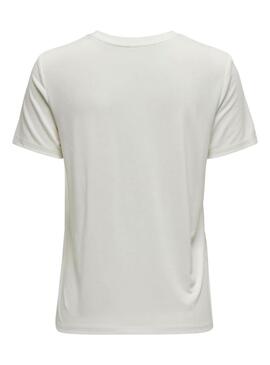 T-shirt Only Free Leaf blanc pour femme.