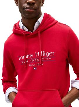 Sweat à capuche Tommy Hilfiger Center Stack rouge pour homme