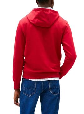 Sweat à capuche Tommy Hilfiger Center Stack rouge pour homme