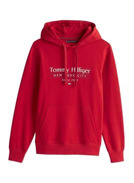 Sweat à capuche Tommy Hilfiger Center Stack rouge pour homme