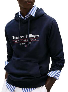 Pull Tommy Hilfiger Center Stack bleu marine pour homme