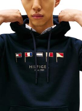 Sweatshirt Tommy Hilfiger Multi Flags bleu marine pour homme