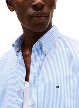 Chemise à rayures bleues Tommy Hilfiger pour homme