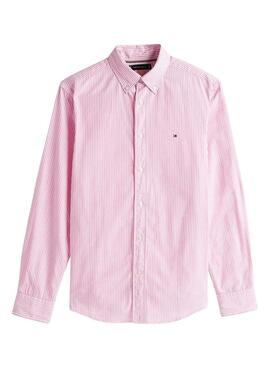Chemise à rayures roses Tommy Hilfiger pour homme