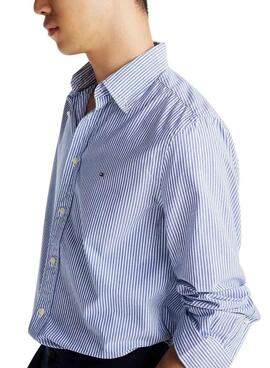 Chemise à rayures bleu marine Tommy Hilfiger pour homme