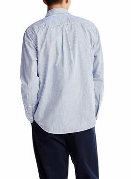 Chemise à rayures bleu marine Tommy Hilfiger pour homme
