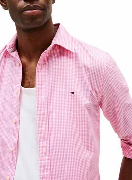 Chemise Tommy Hilfiger à carreaux roses pour homme