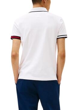 Polo Tommy Hilfiger Flag Cuff blanc pour homme