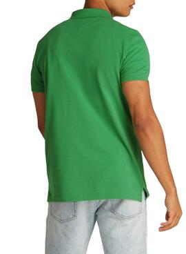 Polo Tommy Jeans Slim vert pour homme