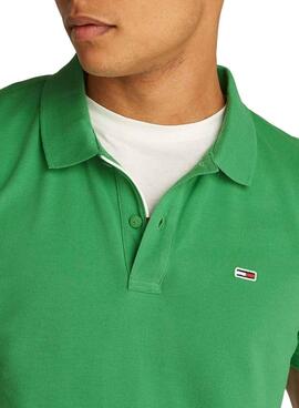 Polo Tommy Jeans Slim vert pour homme