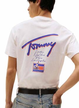 Chemise Tommy Jeans Faded blanche pour homme