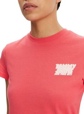 T-shirt Tommy Jeans Bubble coral pour femme
